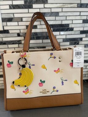 Coach Dempsey Veggie Tote Canvas & Leather trim New with Tags